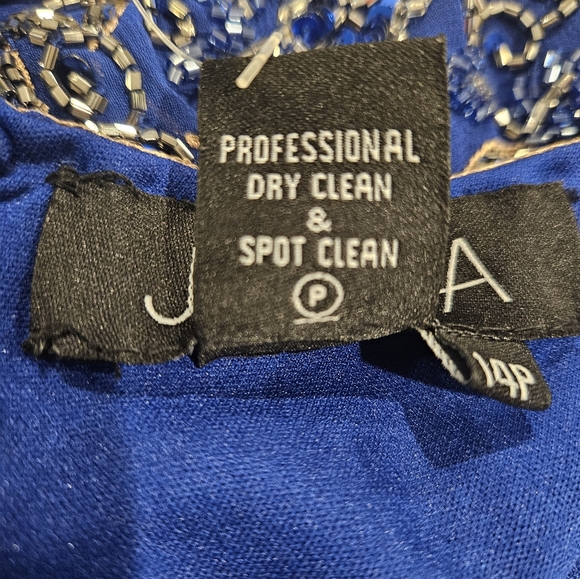 Women’s Formal Dress Size 14 P JKara Gown Beaded Sequins Floral Short Sleeve - Picture 4 of 11